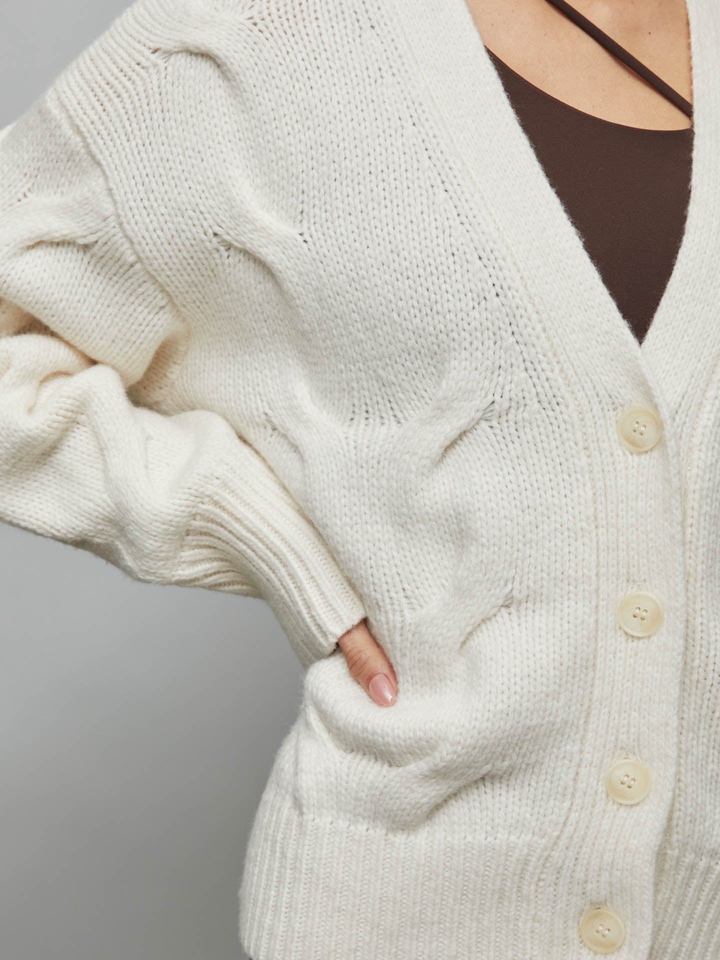 Chunky Button-Front Cardigan - Ivory sold by Carbon38 product image thumbnail 2