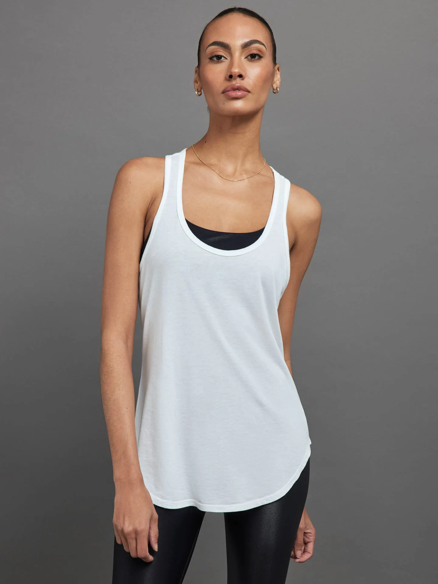Long RacerBack Tank - White sold by Carbon38