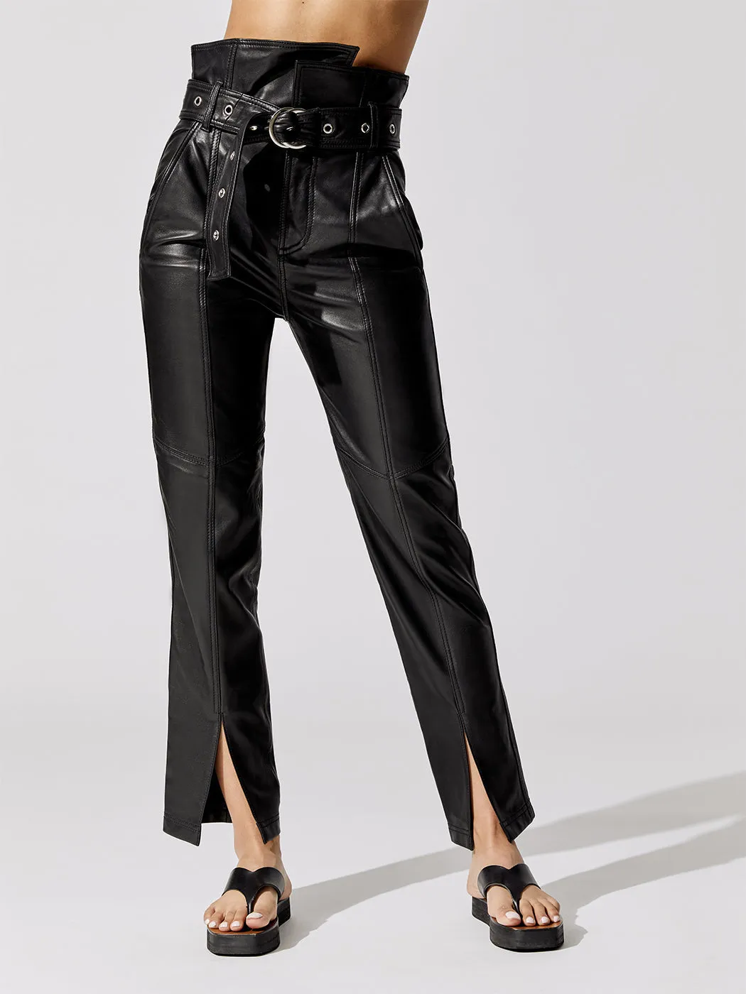 Anniston Split Hem Leather Pant - Black sold by Carbon38
