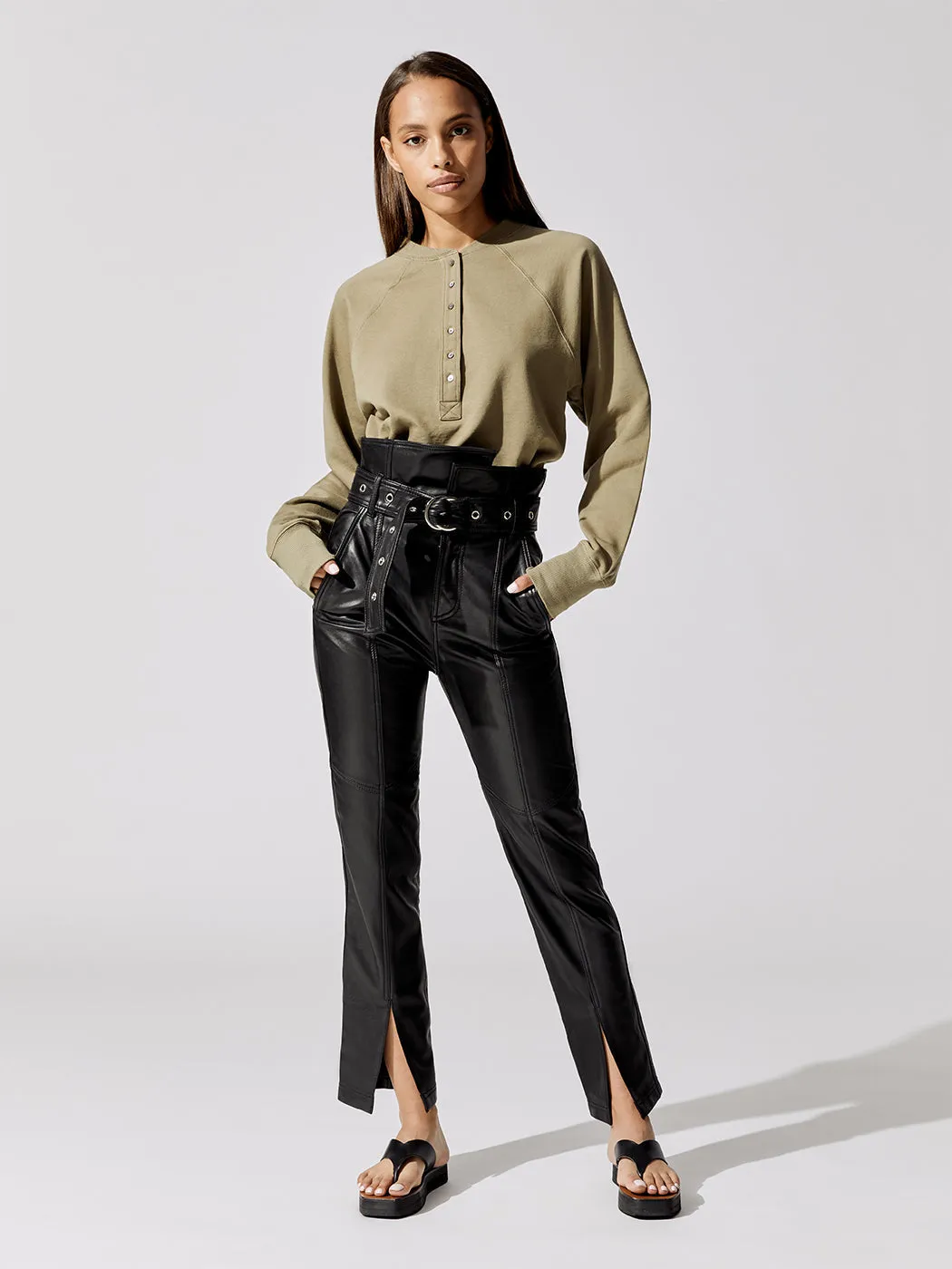 Anniston Split Hem Leather Pant - Black sold by Carbon38 product image thumbnail 5
