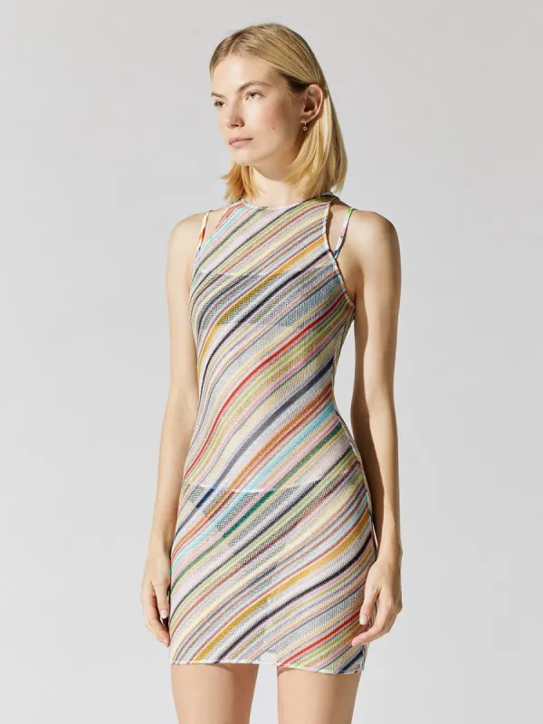 Sleeveless Mini Dress Cover Up - Bright Multi On White sold by Carbon38