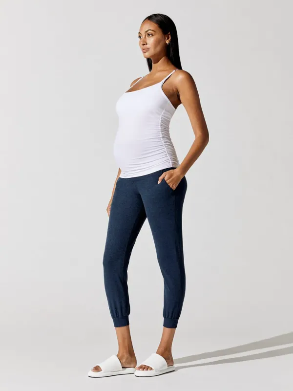 Spacedye Beyond The Bump Maternity Midi Jogger - Nocturnal Navy sold by Carbon38