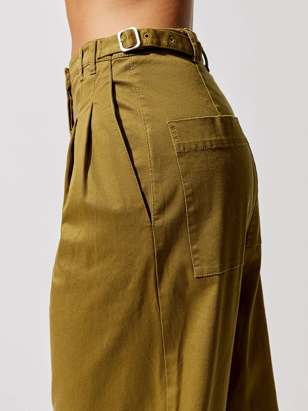 Cotton Twill Wide Leg Pants - Olive sold by Carbon38 product image thumbnail 5