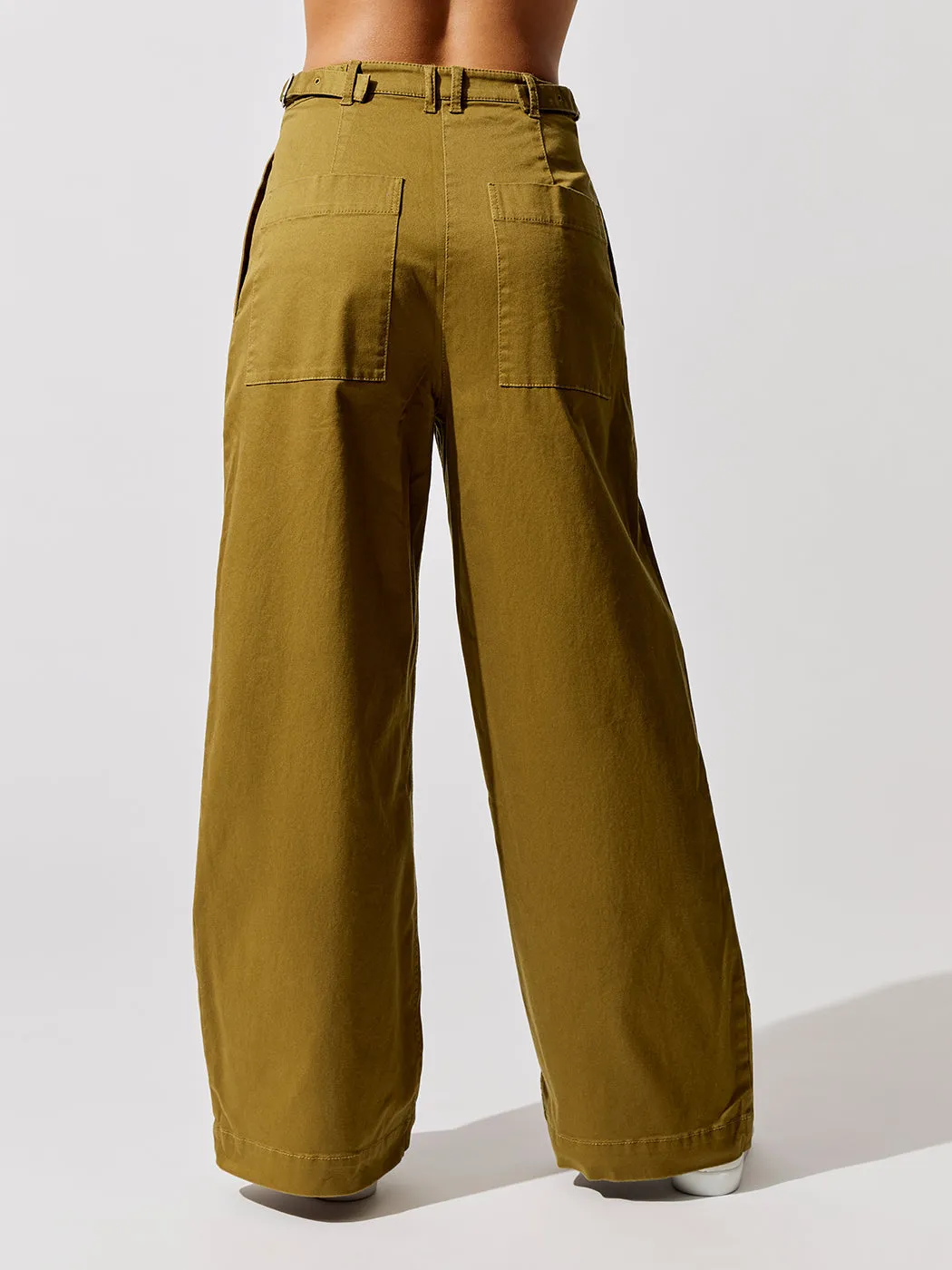 Cotton Twill Wide Leg Pants - Olive sold by Carbon38 product image thumbnail 4