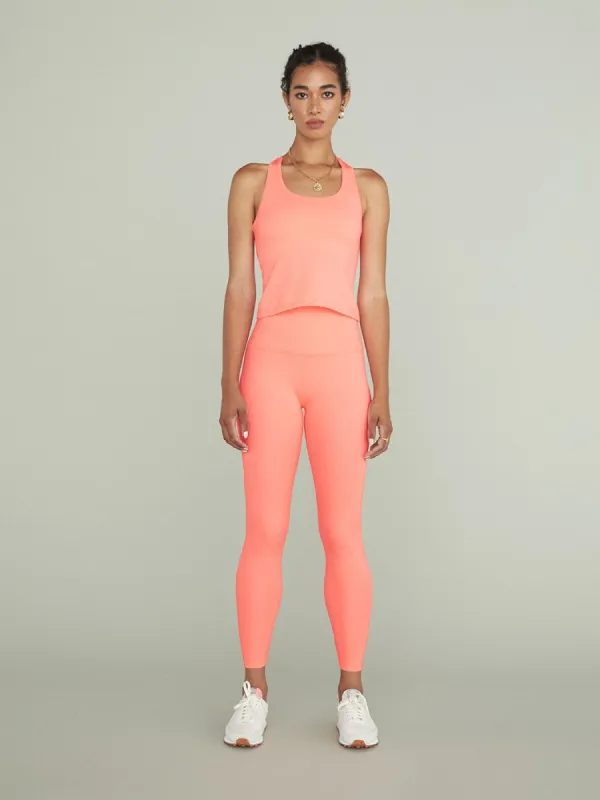 Heather Rib High Waisted Midi Legging - Peach Sorbet Heather Rib sold by Carbon38