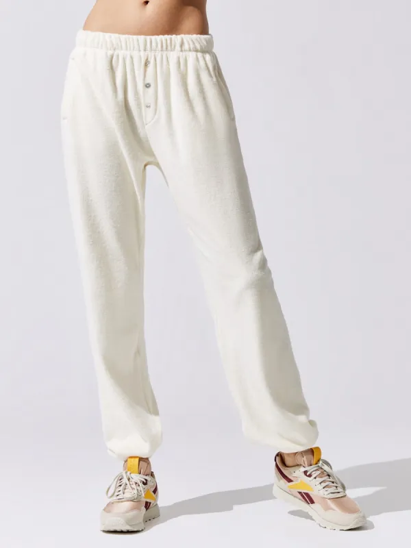 Terry Henley Sweatpant - Creme sold by Carbon38
