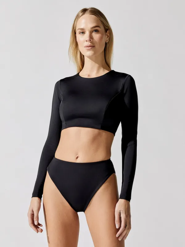 Zuma Crop Rashguard - Noir sold by Carbon38