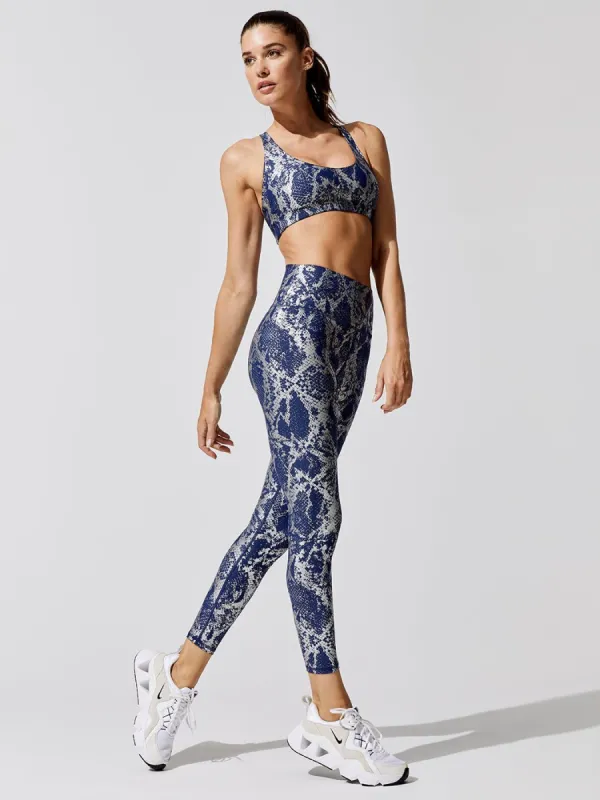Metallic Snake High Rise Legging - Navy/Silver sold by Carbon38