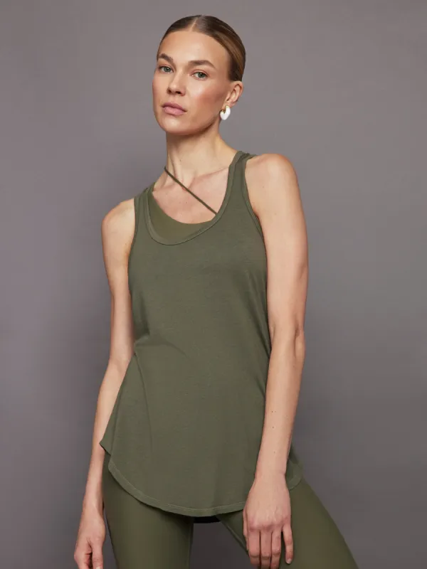 Long RacerBack Tank - Olive sold by Carbon38