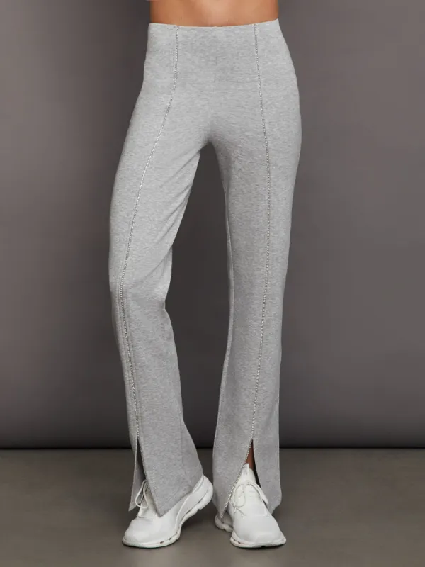 Rhinestone Front Slit Sweatpant - Heather Grey sold by Carbon38