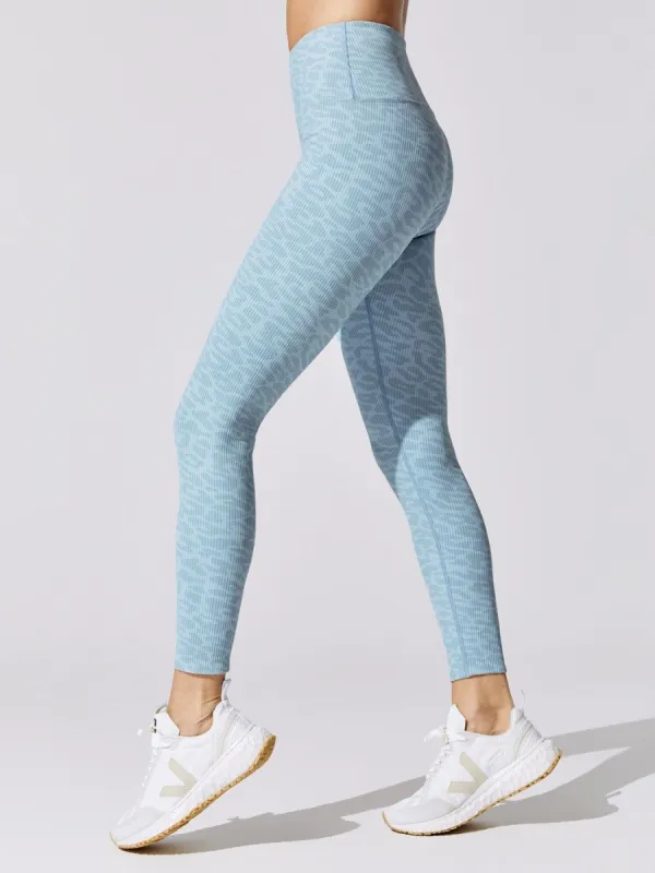 Printed Ribbed 7/8 Length Legging - Glacier Blue Leopard sold by Carbon38