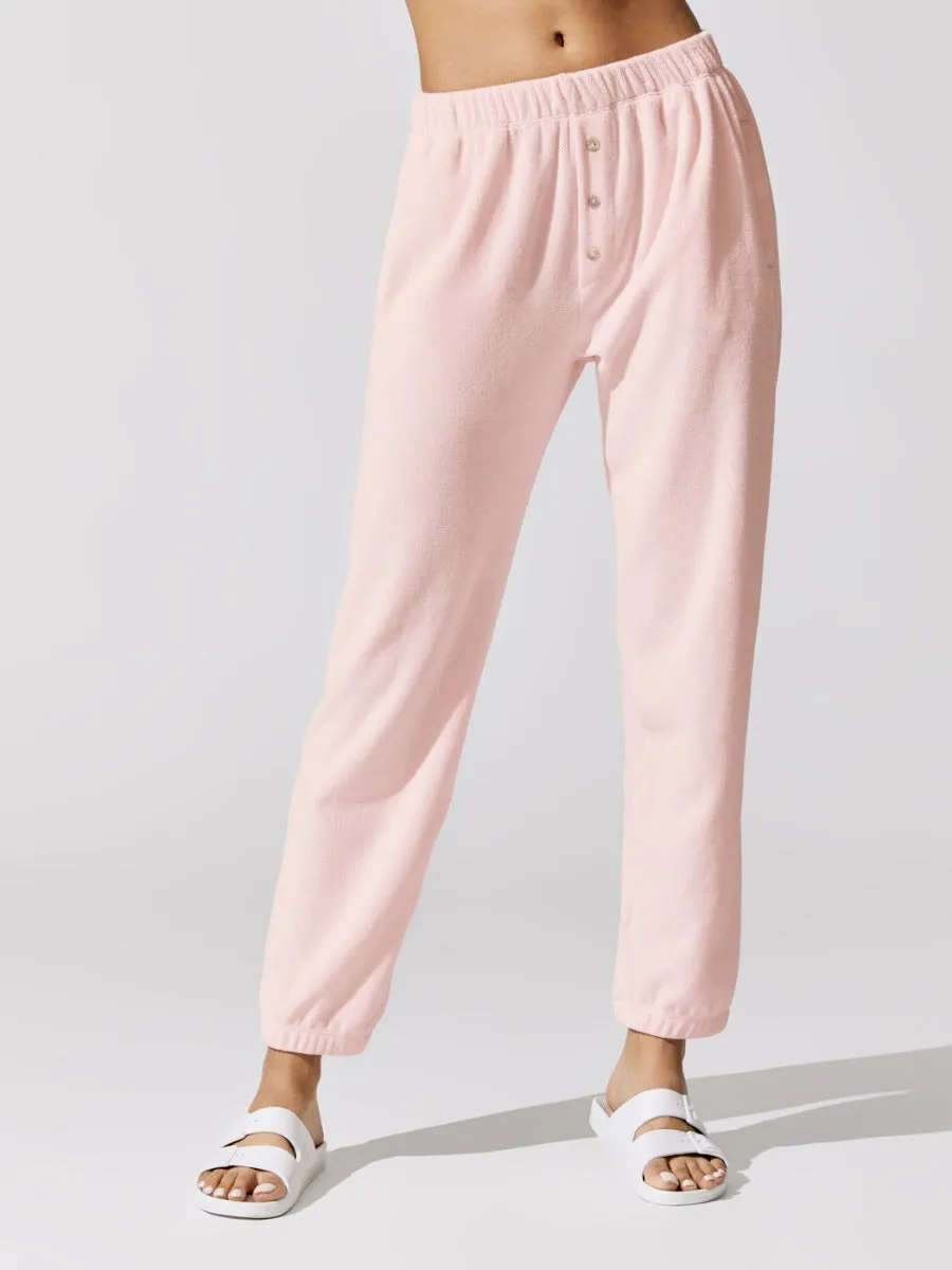 Terry Henley Sweatpant - Peony sold by Carbon38