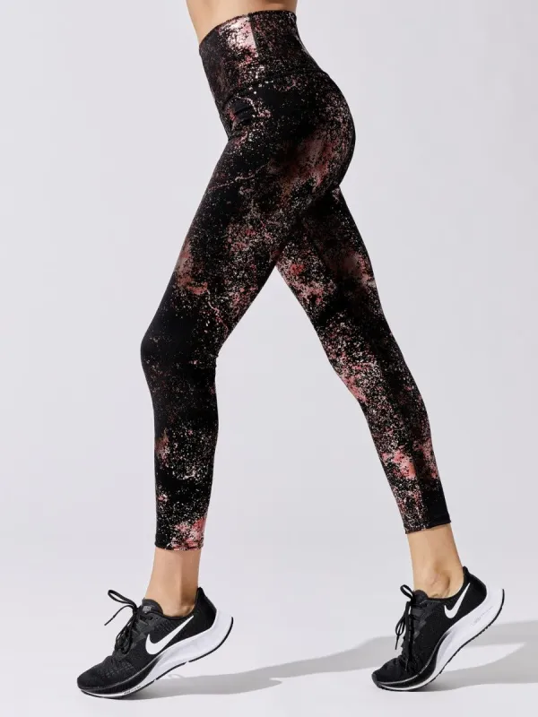 Art Foil High Rise 7/8 Legging - Black/Pink sold by Carbon38