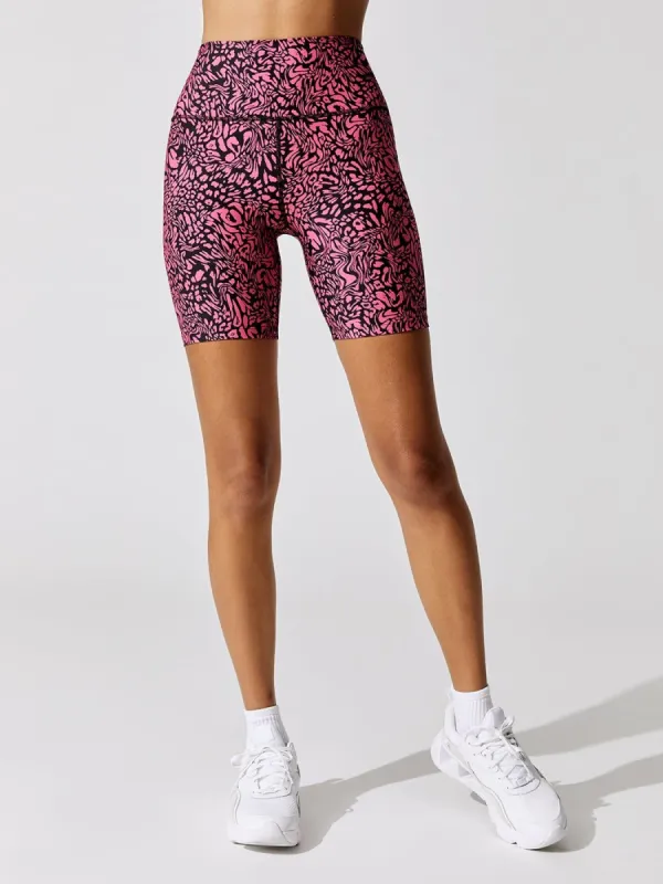 Swirly Leopard Printed Biker Short - Electric Pink Swirly Leopard made by Carbon38
