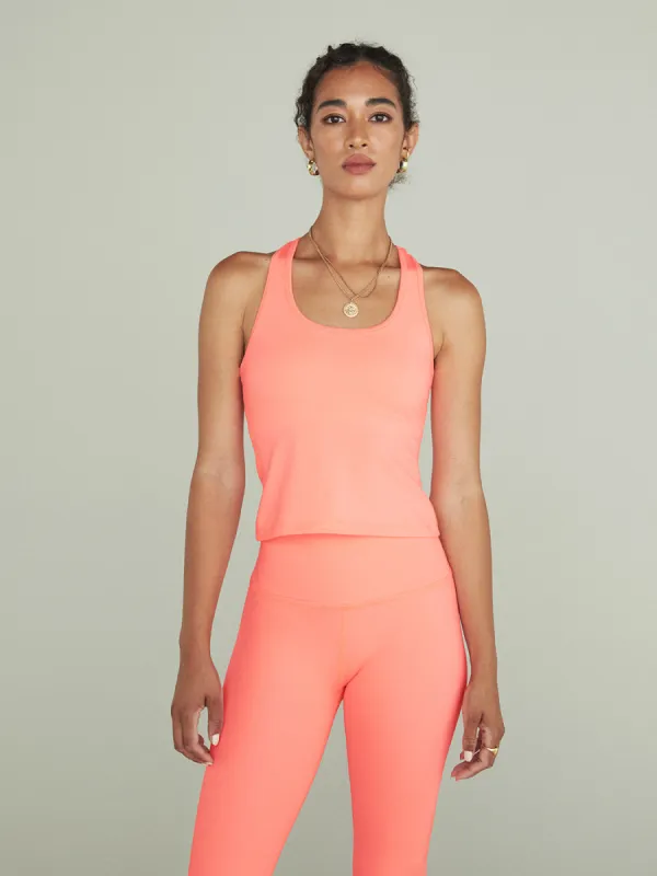 Heather Rib Racerback Flash Tank - Peach Sorbet Heather Rib made by Beyond Yoga