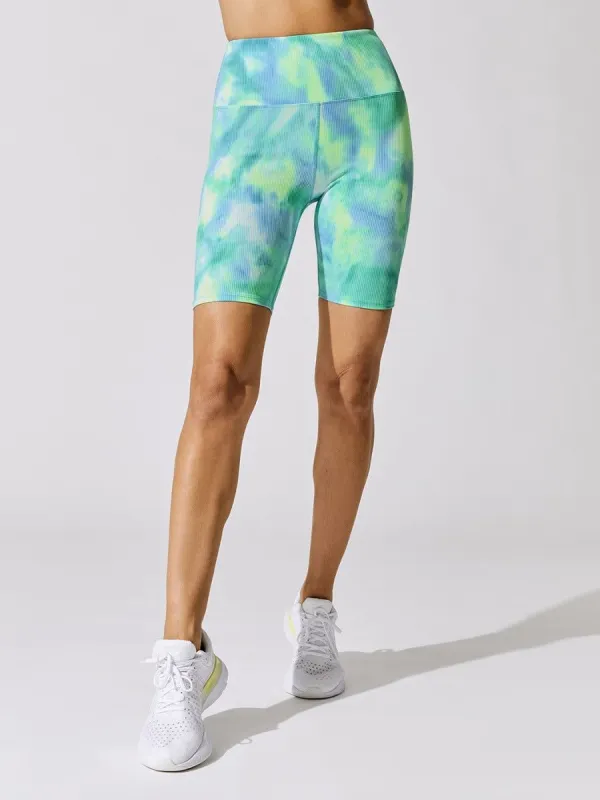 Tie Dye Ribbed Biker Short - Green/Blue Tie Dye sold by Carbon38