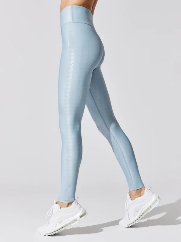 High Rise Full-length Legging in Houndstooth Takara Shine - Glacier Blue sold by Carbon38