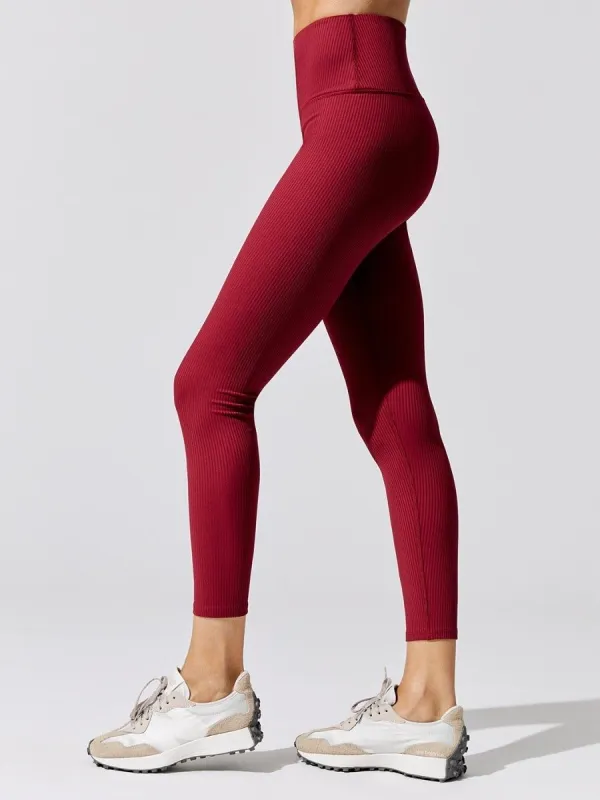Ribbed Regular Rise 7/8 Legging - Ruby Red sold by Carbon38
