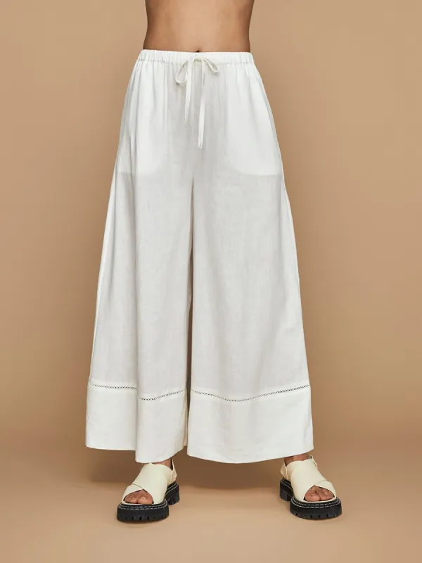 Linen Wide Leg Pant - Cream sold by Carbon38