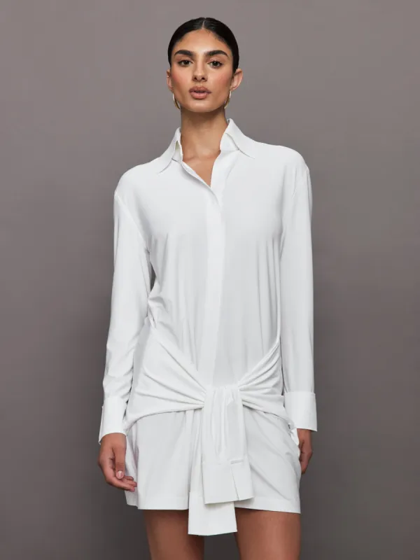 Four Sleeve NK Shirt Mini Dress - Snow White sold by Carbon38