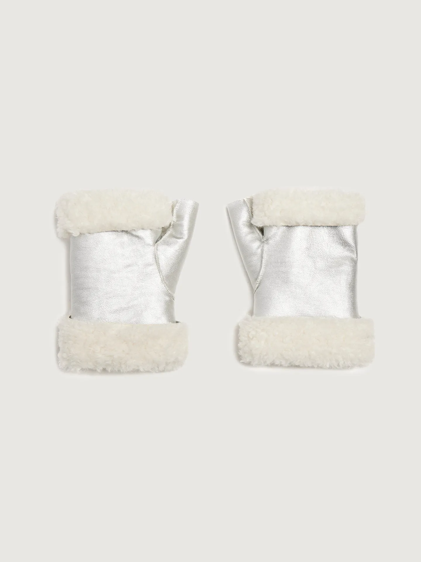 Shearling Mittens - Ivory/ Silver sold by Carbon38 product image thumbnail 4