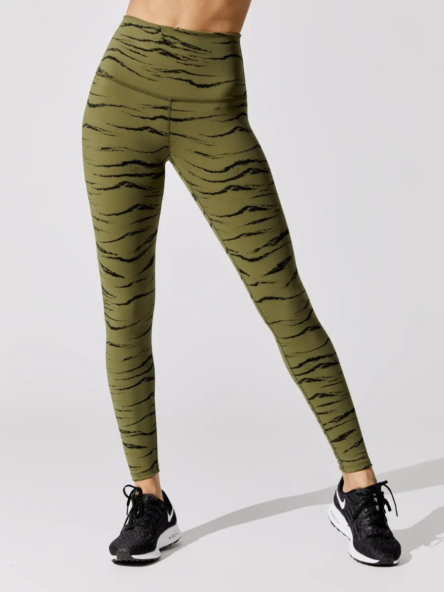 High Waisted Midi Legging - Olive Wood Jacquard sold by Carbon38 product image thumbnail 4