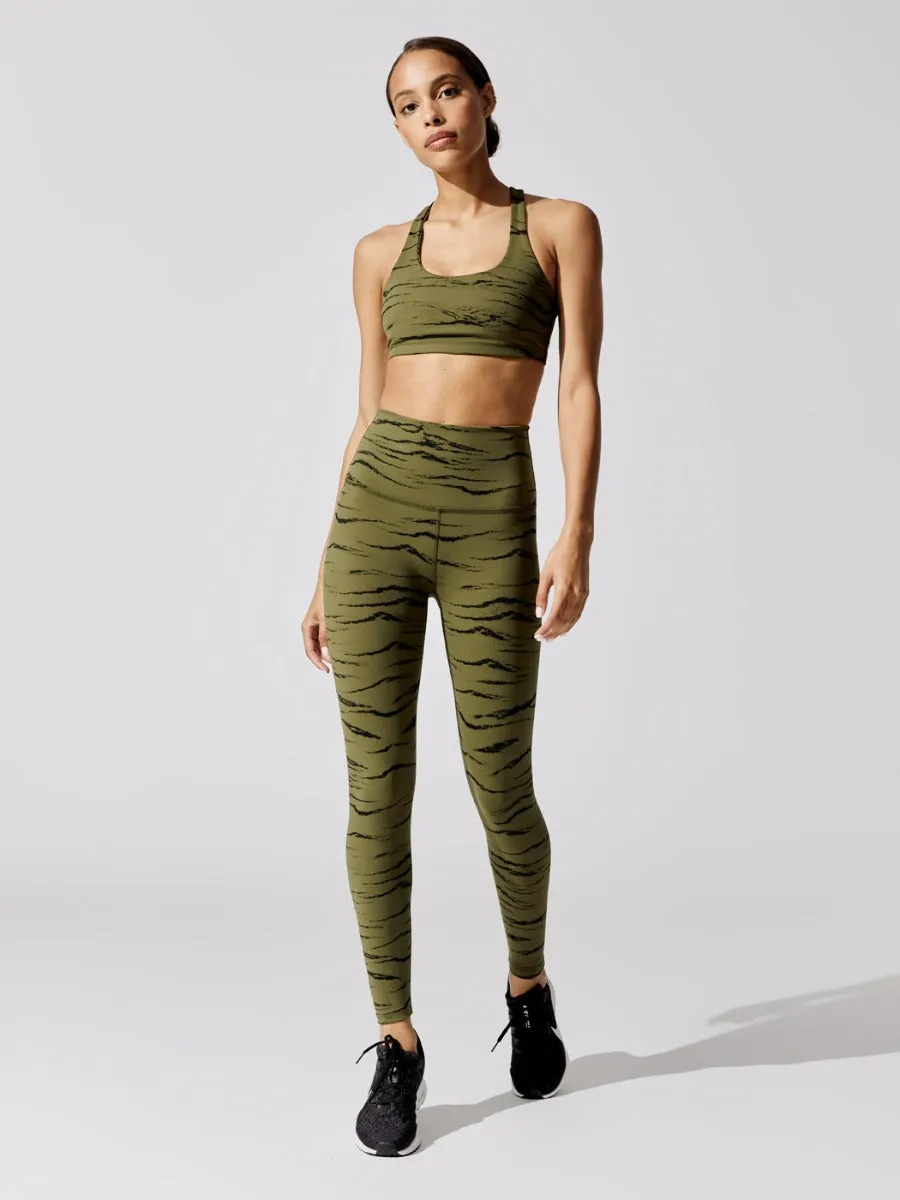 High Waisted Midi Legging - Olive Wood Jacquard sold by Carbon38 product image thumbnail 2