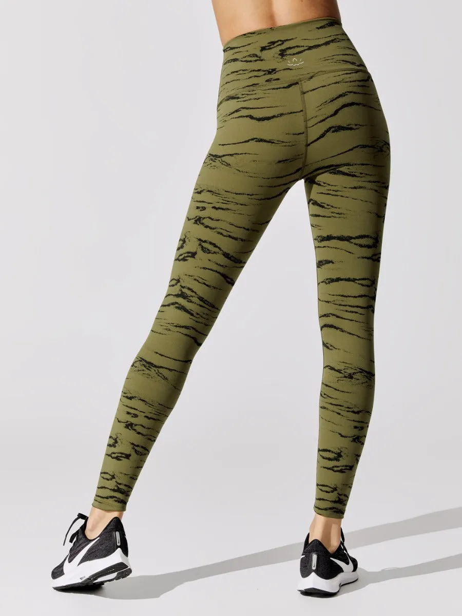High Waisted Midi Legging - Olive Wood Jacquard sold by Carbon38 product image thumbnail 3