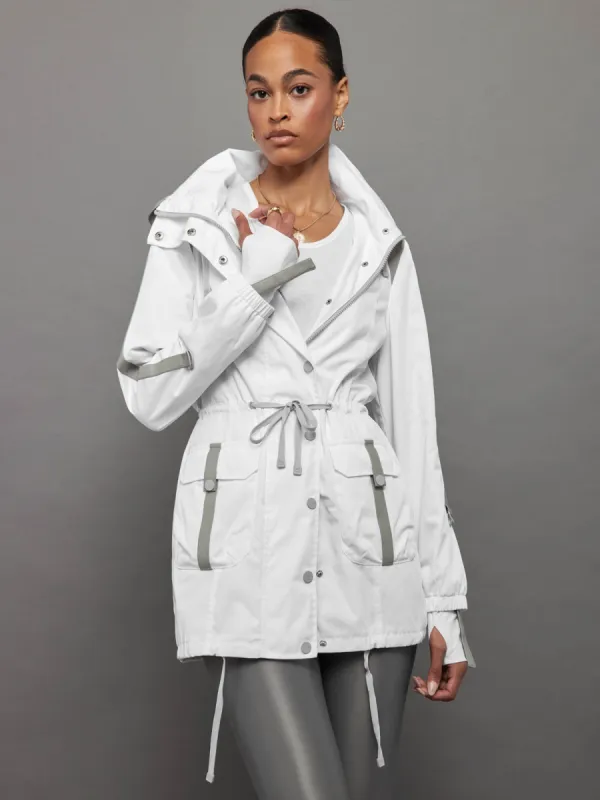 Memory Satin Anorak - White/ Grey sold by Carbon38
