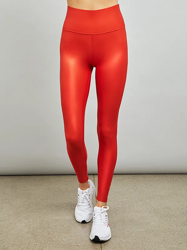 High Rise Full-Length Legging in Takara Shine - Artisanal Red sold by Carbon38