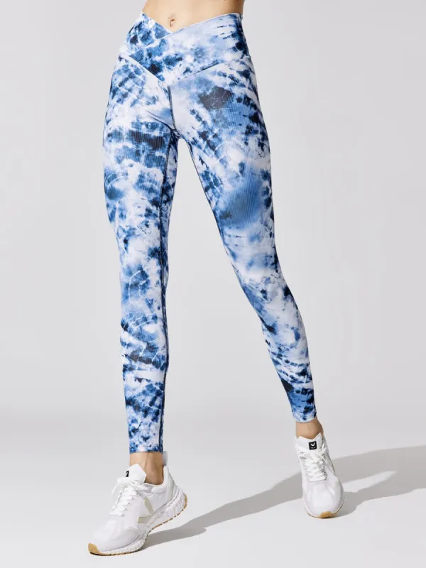 Ribbed Cara Legging - Indigo Tie Dye sold by Carbon38