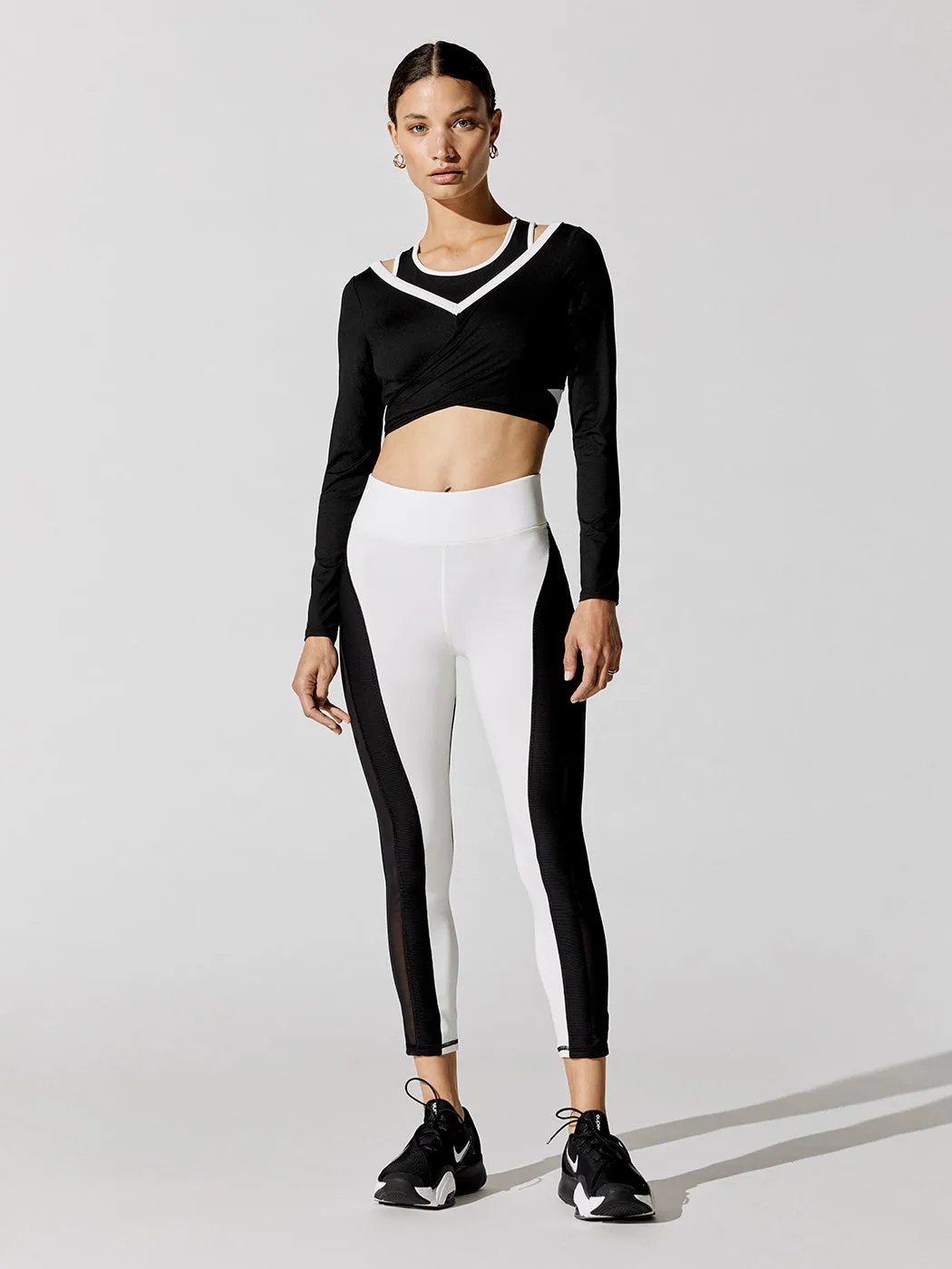 Ray Long Sleeve Wrap Top - Black/Ivory sold by Carbon38 product image thumbnail 3