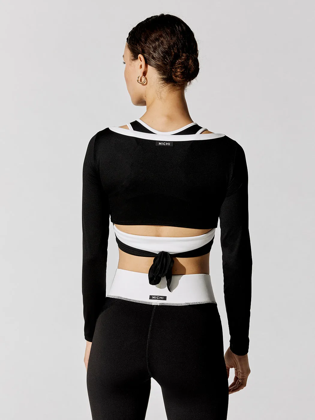 Ray Long Sleeve Wrap Top - Black/Ivory sold by Carbon38 product image thumbnail 2