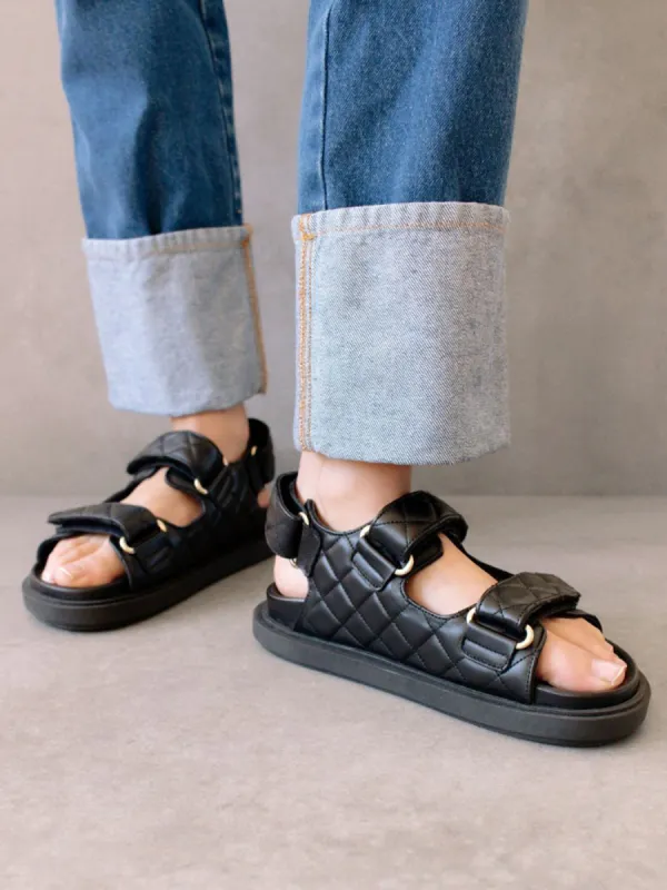 Hook-Loop Sandal - Black made by Alohas