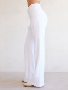 Wide Leg Pintuck Sweatpant in French Terry - White sold by Carbon38