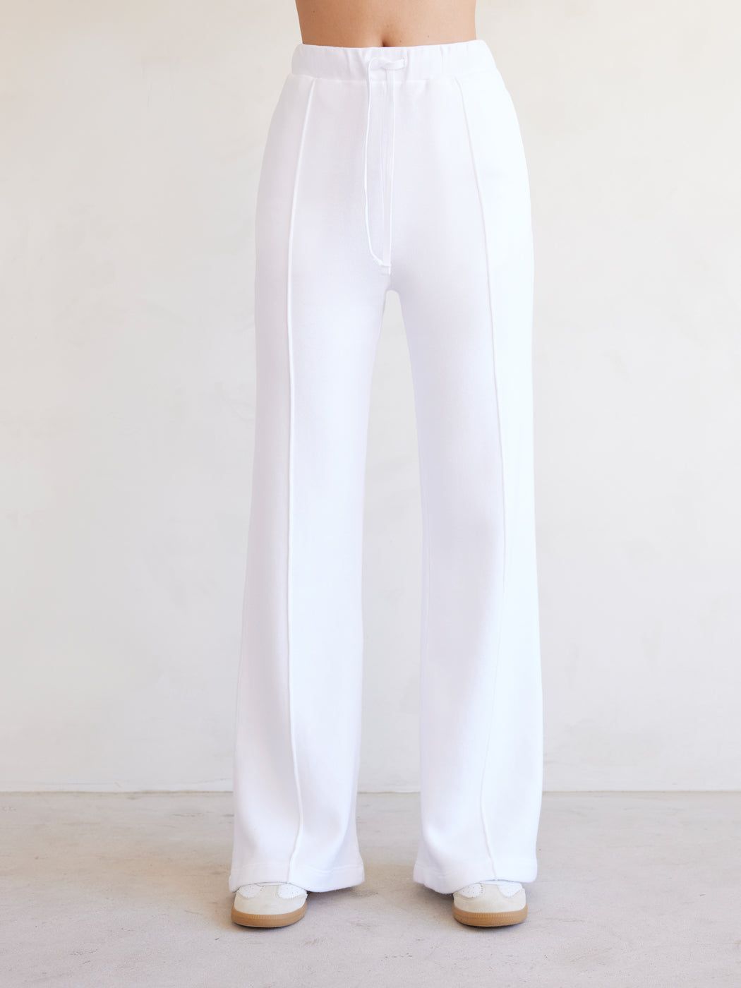 Wide Leg Pintuck Sweatpant in French Terry - White sold by Carbon38 product image thumbnail 2