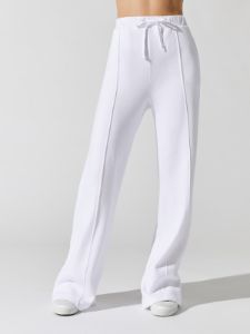Wide Leg Pintuck Sweatpant in French Terry - White sold by Carbon38