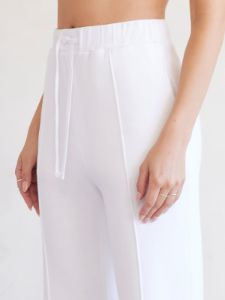 Wide Leg Pintuck Sweatpant in French Terry - White sold by Carbon38