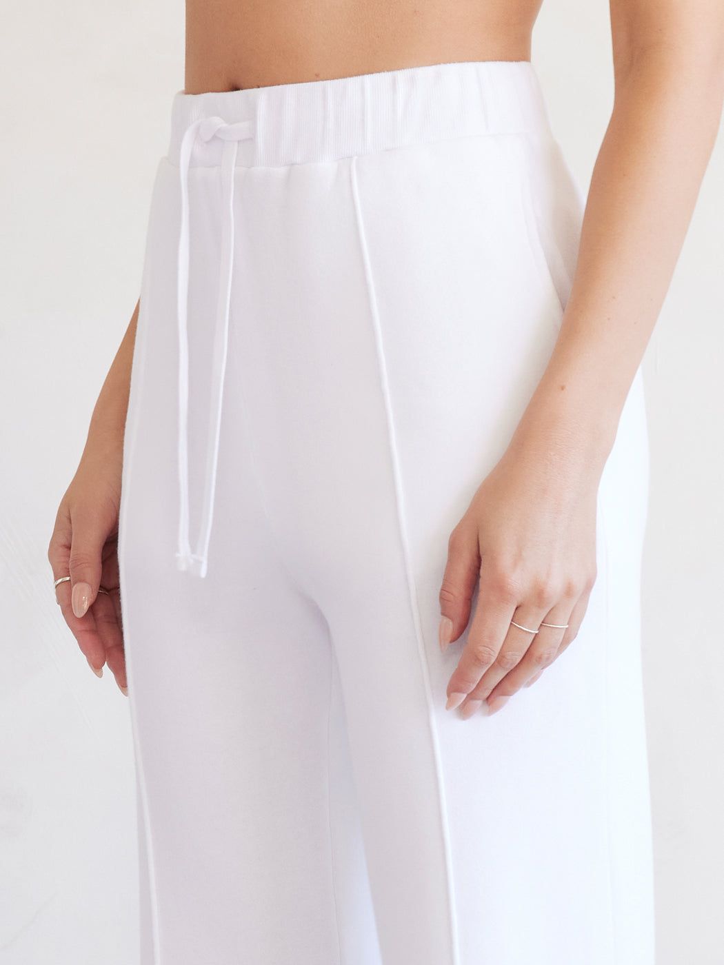 Wide Leg Pintuck Sweatpant in French Terry - White sold by Carbon38 product image thumbnail 3