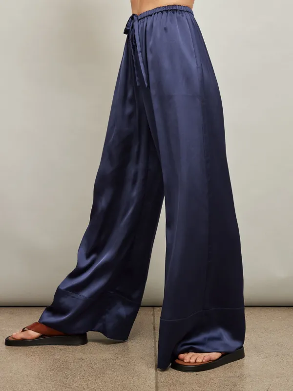 Satin Wide Leg Pant - Evening Blue sold by Carbon38