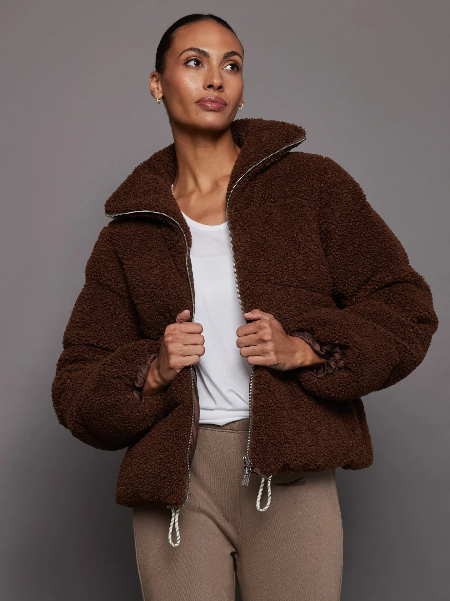 Wilkins Sherpa Puffer Jacket - Chestnut sold by Carbon38