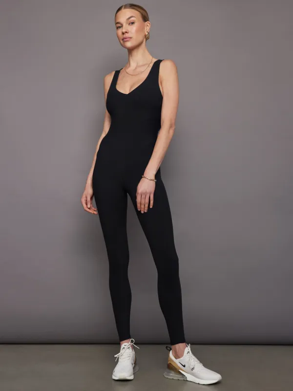V-Neck Jumpsuit in Melt - Black sold by Carbon38