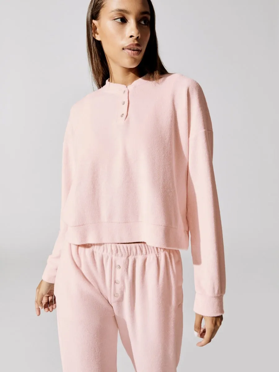 Terry Henley Sweatshirt - Peony sold by Carbon38