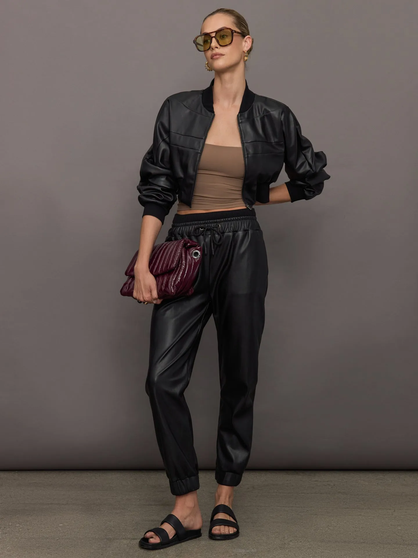 Hera V-Leather Trackpant - Black sold by Carbon38 product image thumbnail 2