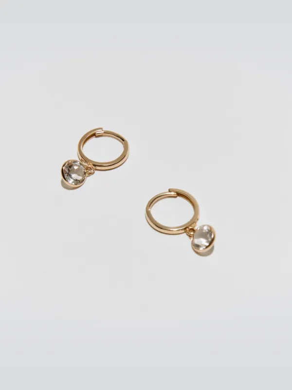 Huggie Gemstone Earrings - 14 Kt Yellow Gold With White Topaz sold by Carbon38