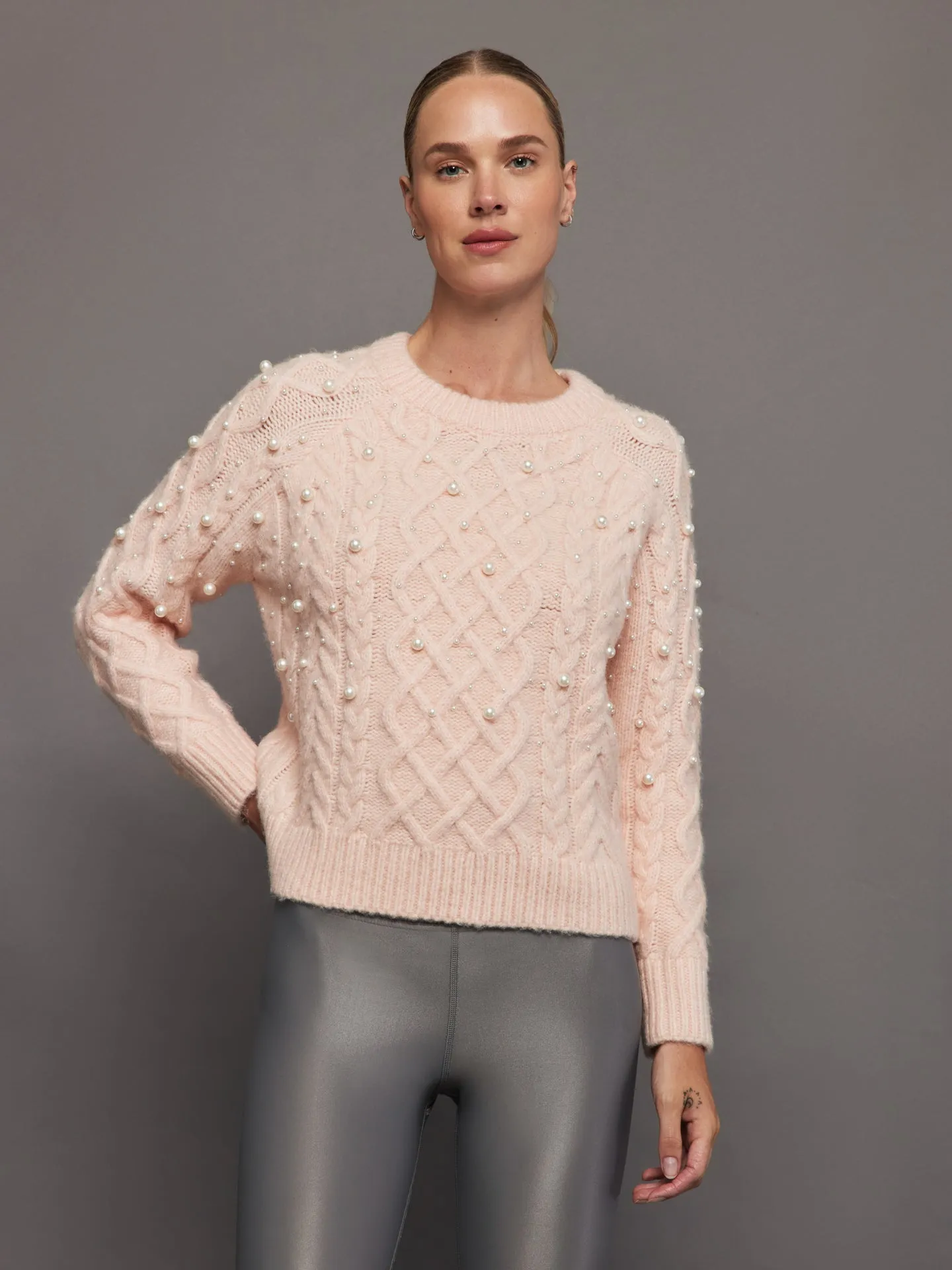 Pearl Embellished Sweater - Rose Cloud sold by Carbon38