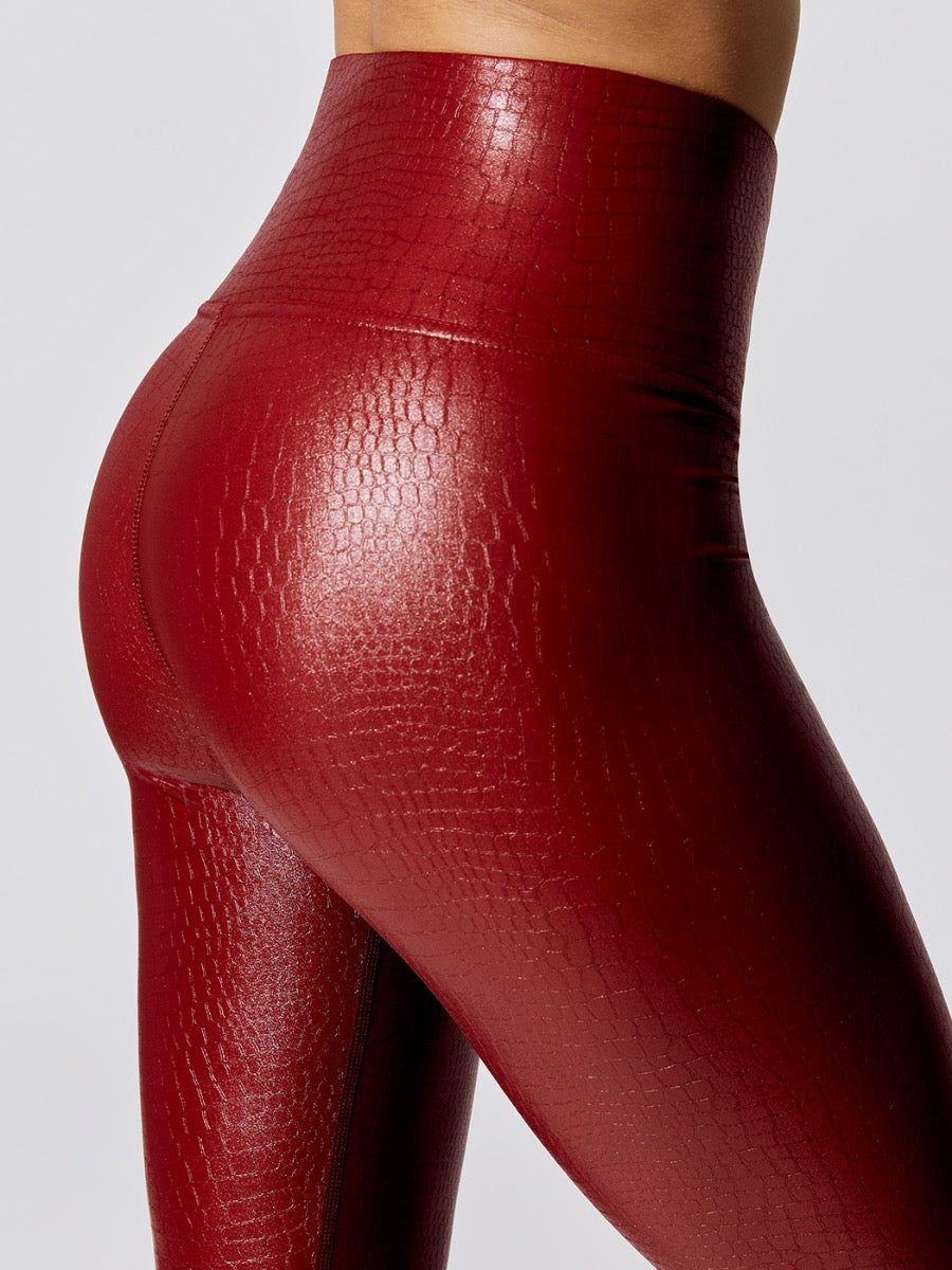 High Rise Full-length Legging in Crocodile Takara Shine - Ruby Red sold by Carbon38 product image thumbnail 5