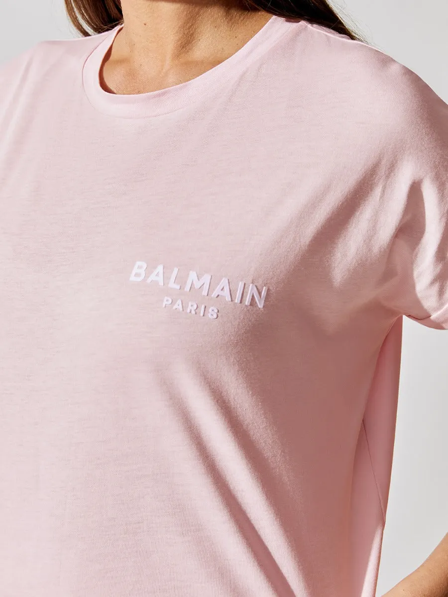 Cropped Short Sleeve Flocked Logo T-shirt - Eco Design - Ocd Rose Pale-Blanc Ocd sold by Carbon38 product image thumbnail 3