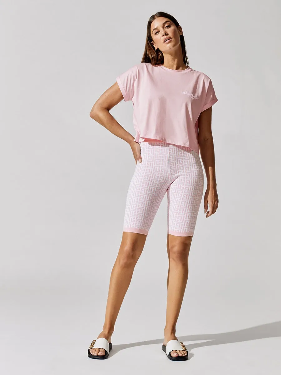 Cropped Short Sleeve Flocked Logo T-shirt - Eco Design - Ocd Rose Pale-Blanc Ocd sold by Carbon38 product image thumbnail 4