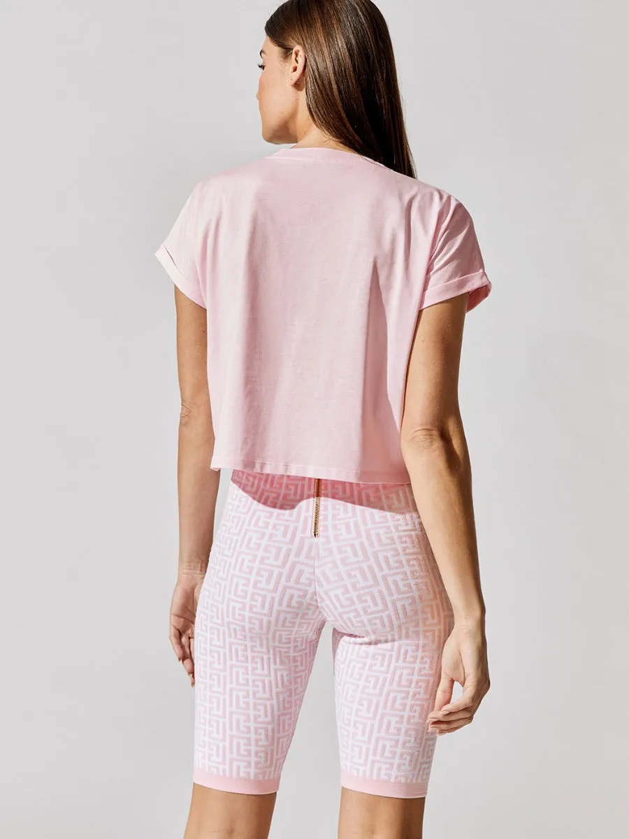 Cropped Short Sleeve Flocked Logo T-shirt - Eco Design - Ocd Rose Pale-Blanc Ocd sold by Carbon38 product image thumbnail 2